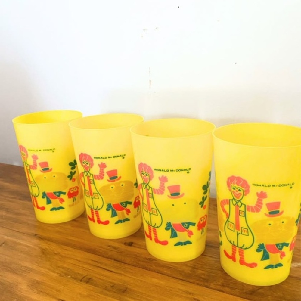 Set‎ of Four Retro Ronald McDonald Yellow Cups